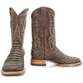 Soto Boots Men's Tan Python Print Square Toe Cowboy Boots