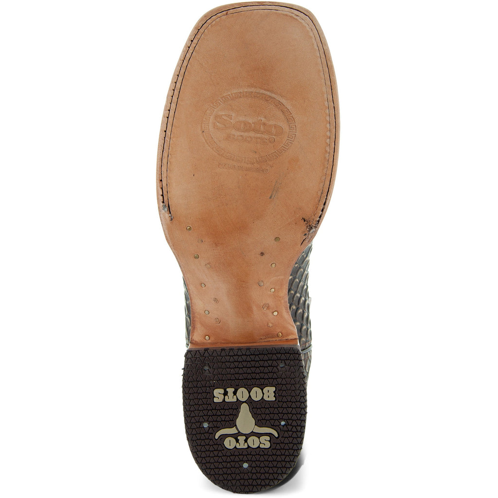 Soto Boots Men's Python Print Cowboy Boots – Brown Leather | Square Toe | Goodyear Welt