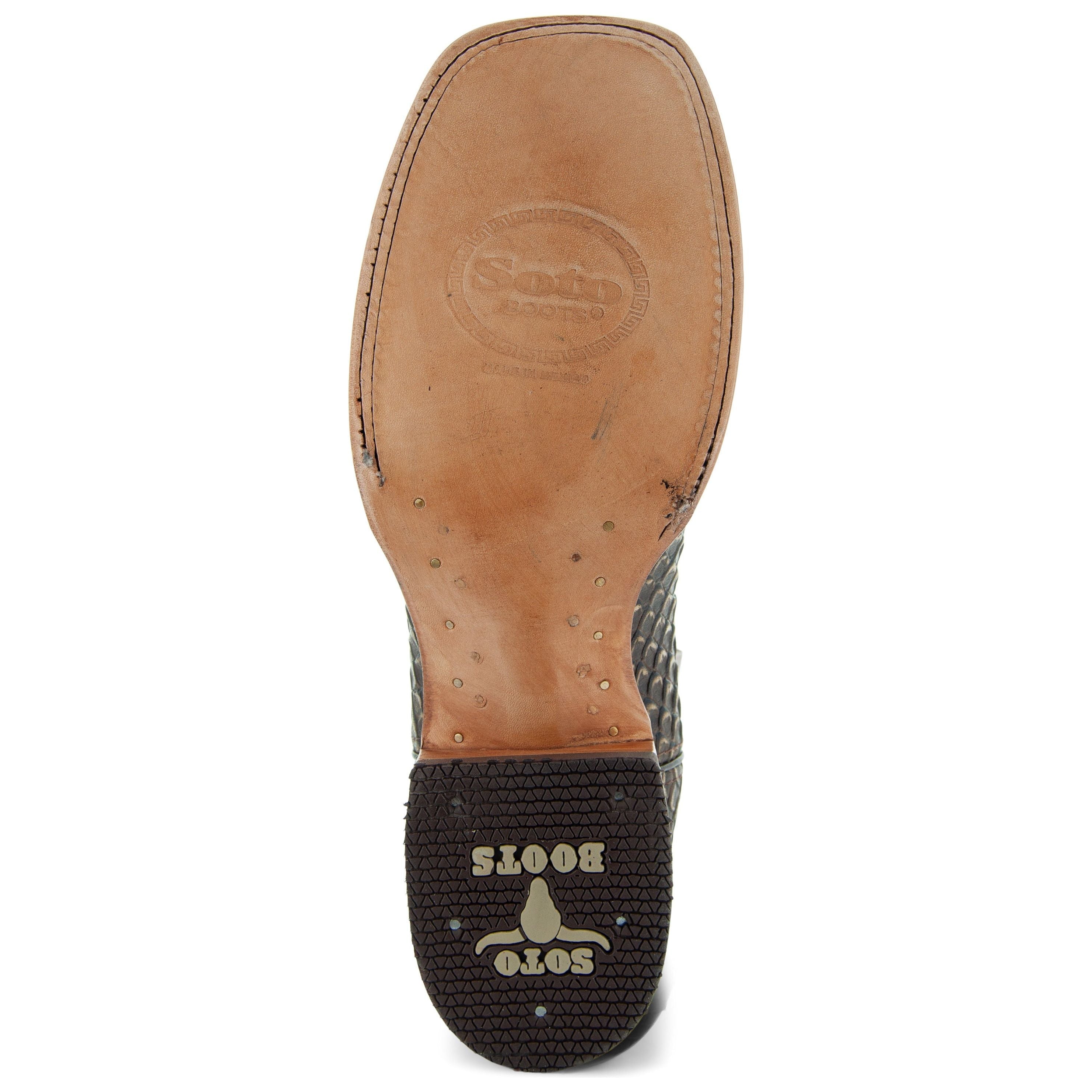 Soto Boots Men's Python Print Cowboy Boots – Tan Leather | Square Toe | Goodyear Welt