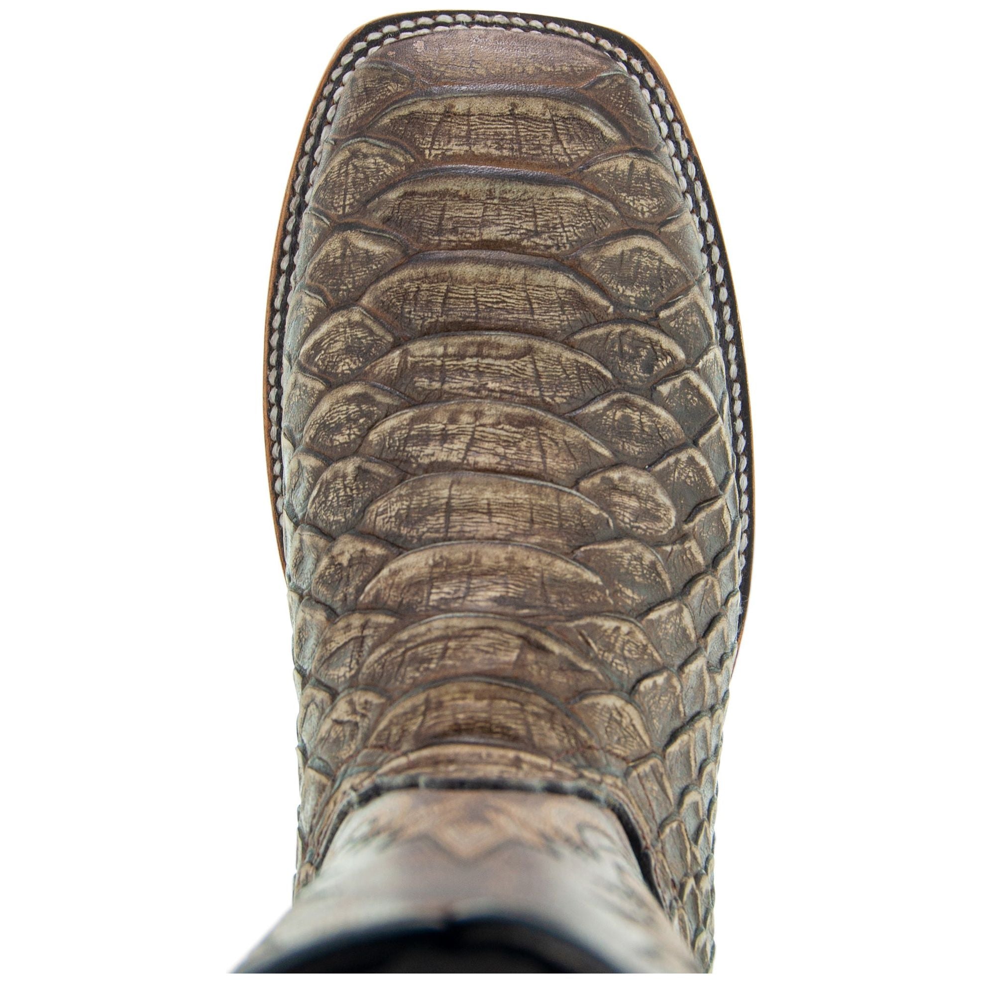 Soto Boots Men's Python Print Cowboy Boots – Tan Leather | Square Toe | Goodyear Welt