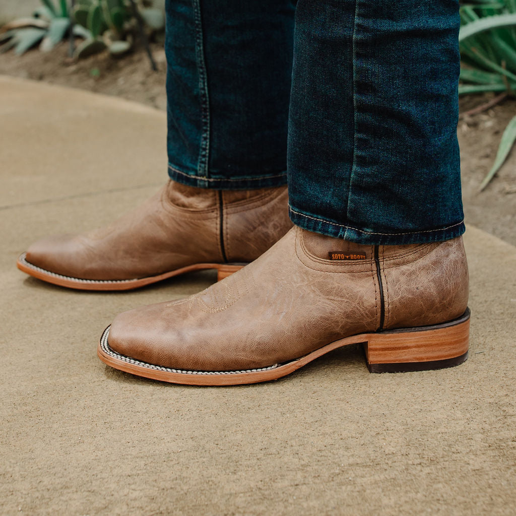 Soto Boots Mens Tan Broad Square Toe Western Boots