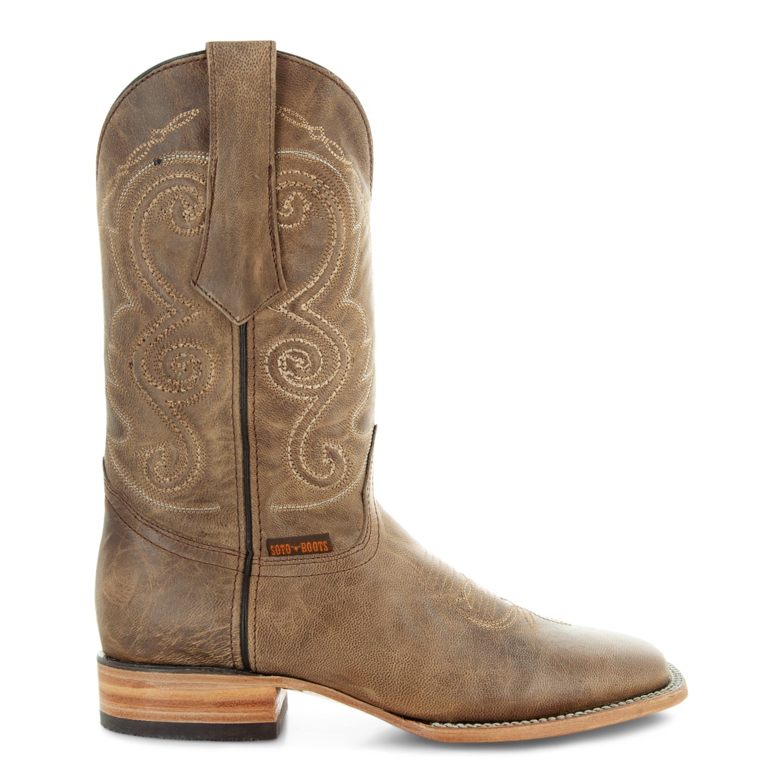 Soto Boots Mens Tan Broad Square Toe Western Boots