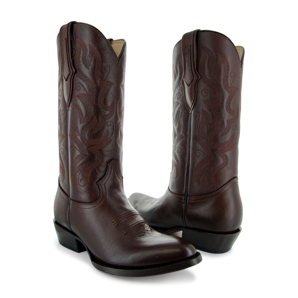 Soto Boots Men's Classic Dress Cowboy Boots – Brown Leather | Round Toe | Goodyear Welt