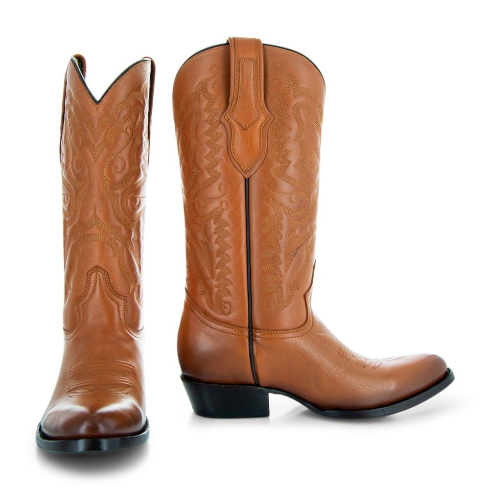 Soto Boots Men's Tan Leather J Toe Classic Western Cowboy Boots
