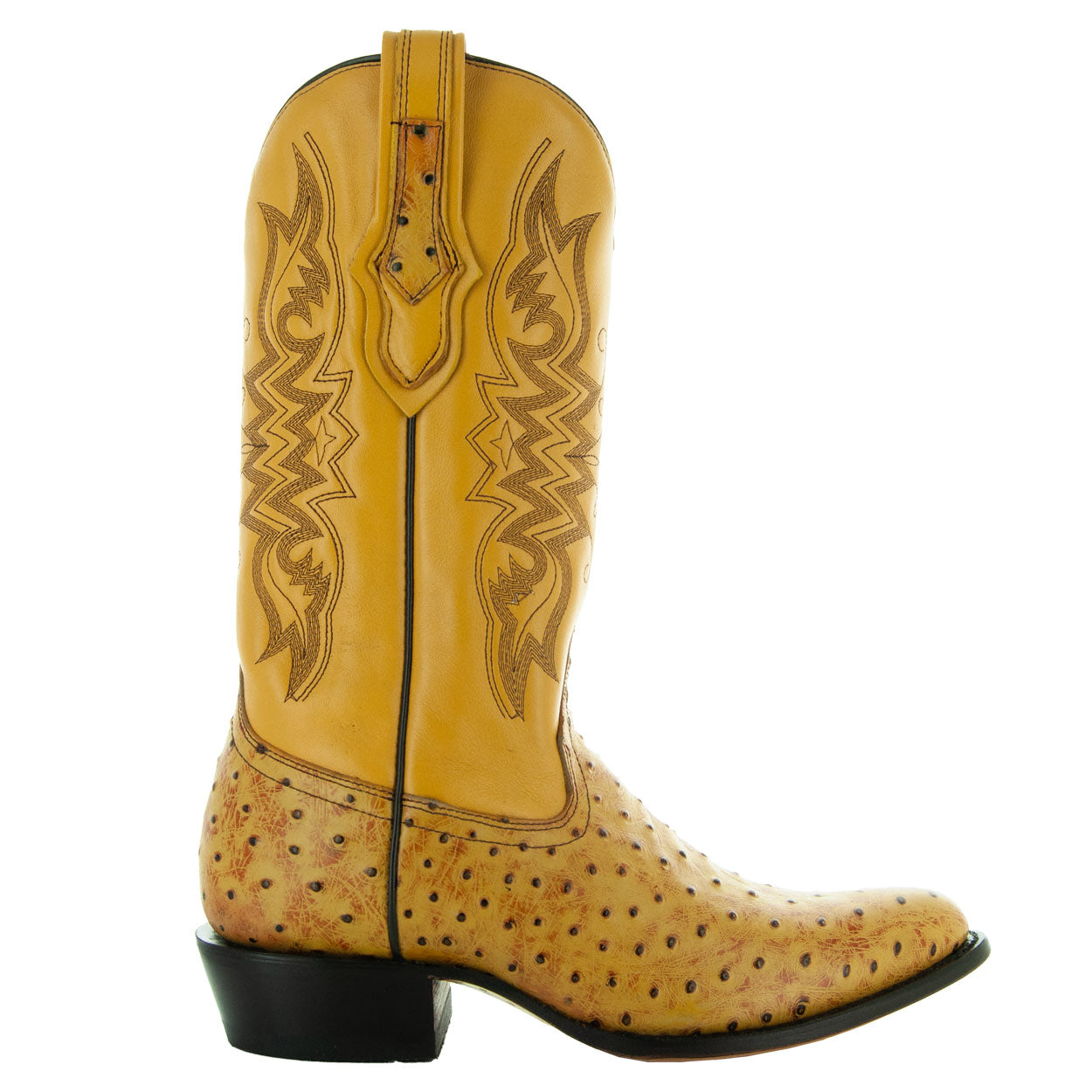Soto Boots Men's Mantequilla Ostrich Print Cowboy Boot – Round Toe | H7002