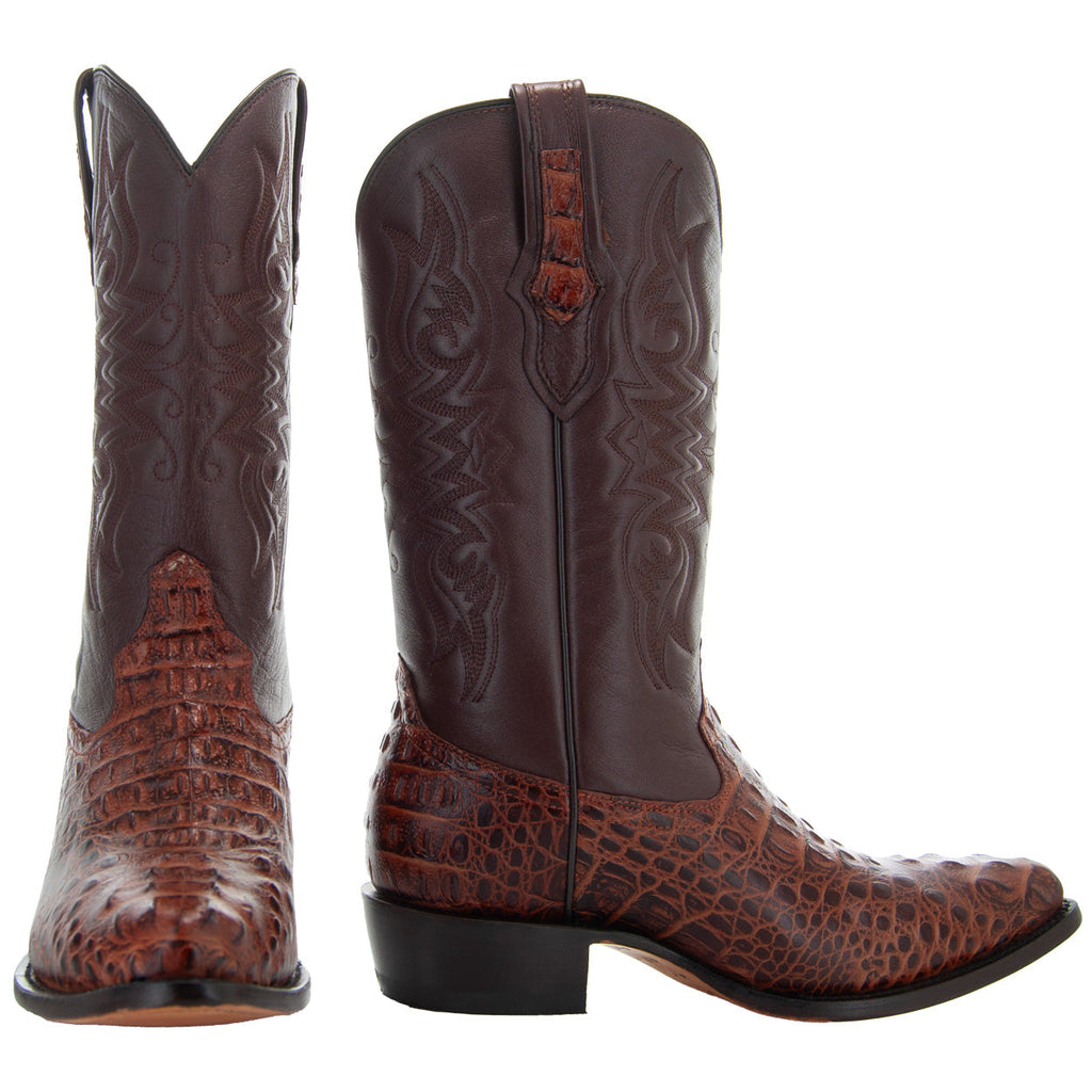 Soto Boots Men's Gator Tail Print Cowboy Boots – Cognac Leather | J Toe | Goodyear Welt