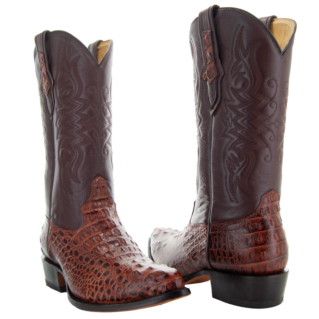 Soto Boots Men's Cognac Gator Print J Toe Dress Cowboy Boots