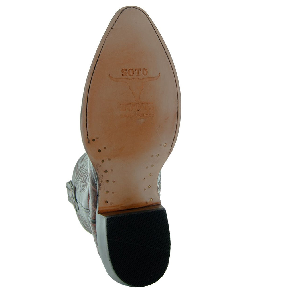 Soto Boots Men's Gator Tail Print Cowboy Boots – Cognac Leather | J Toe | Goodyear Welt