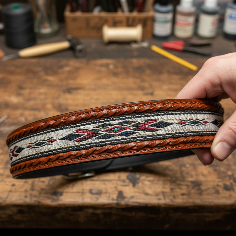Woven Aztec Western Leather Belt | Baja Leather Western Belt