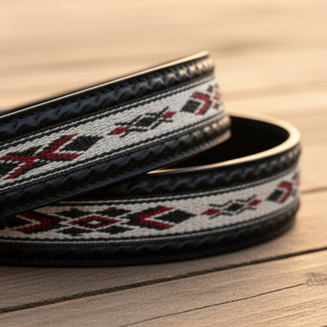 Woven Aztec Western Leather Belt | Baja Leather Western Belt