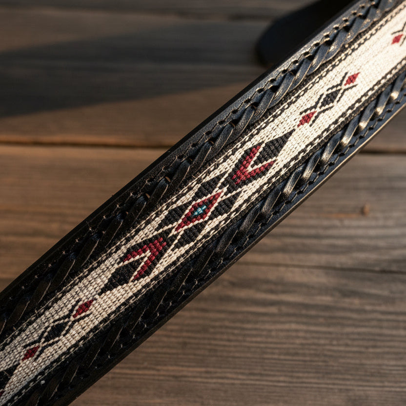 Woven Aztec Western Leather Belt | Baja Leather Western Belt