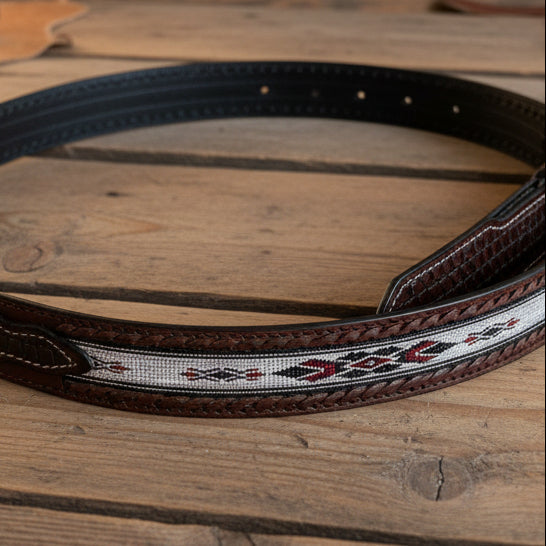 Woven Aztec Western Leather Belt | Baja Leather Western Belt