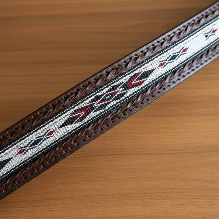 Woven Aztec Western Leather Belt | Baja Leather Western Belt