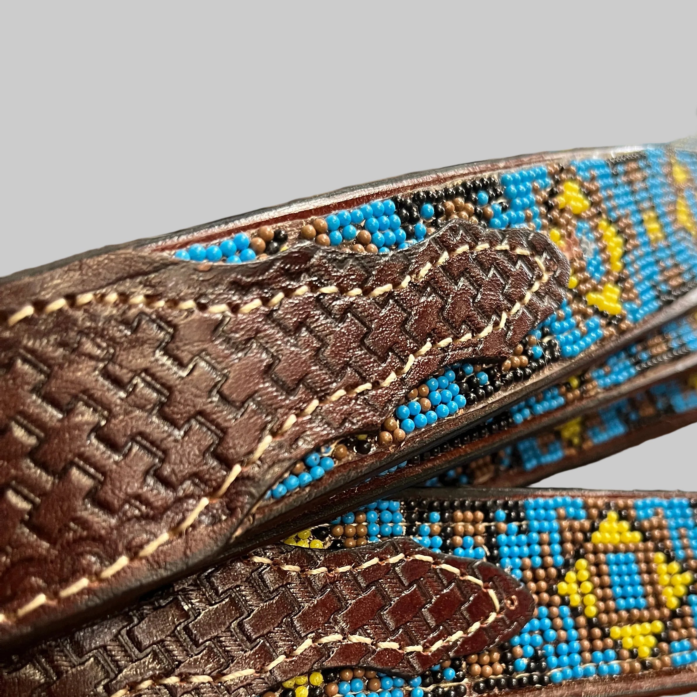 Turquoise Diamond Leather Cowboy Belt | Baja Leather Western Belt