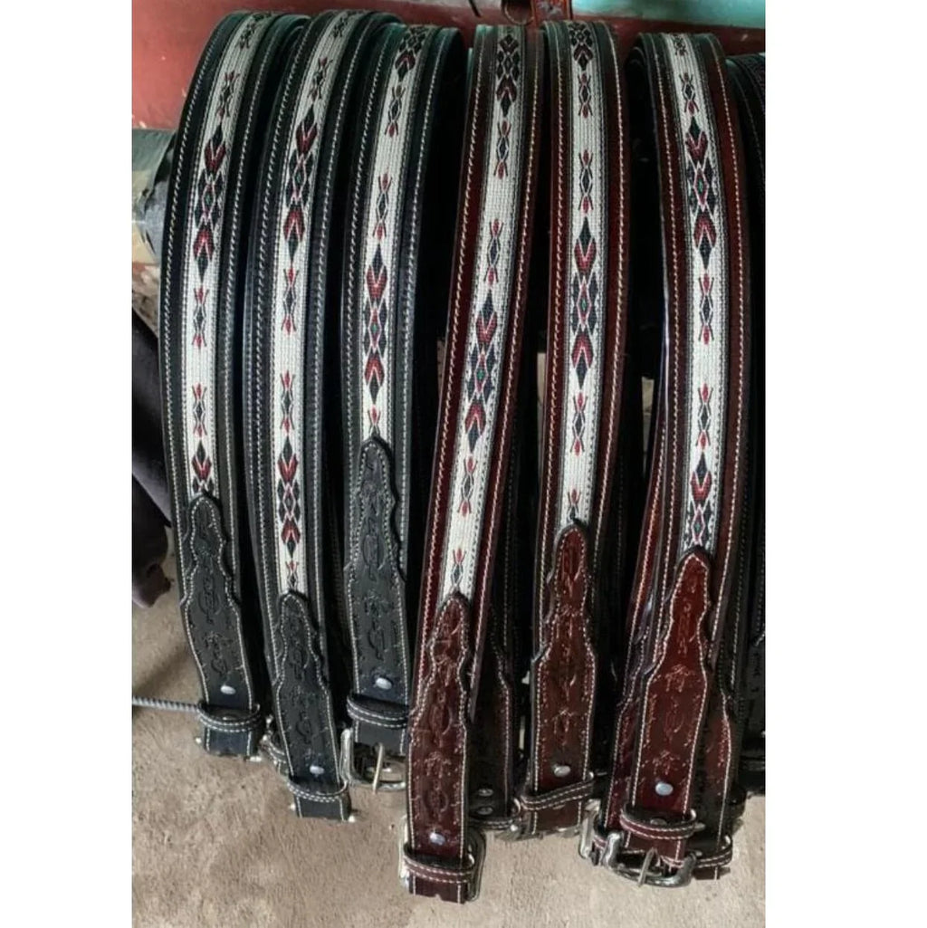 Woven Aztec Western Leather Belt | Baja Leather Western Belt