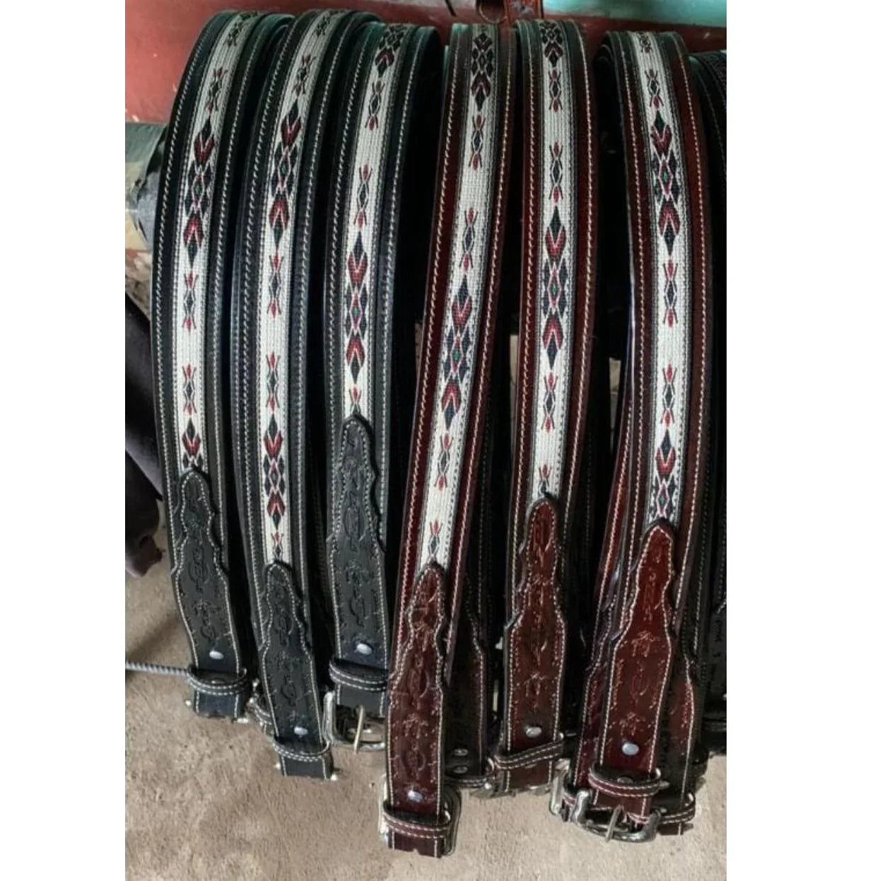 Woven Aztec Western Leather Belt | Baja Leather Western Belt