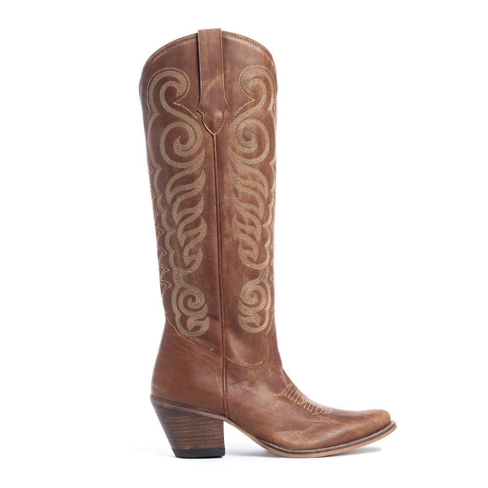 Myra Nalejandra Mocha Brown Leather Tall Western Boots