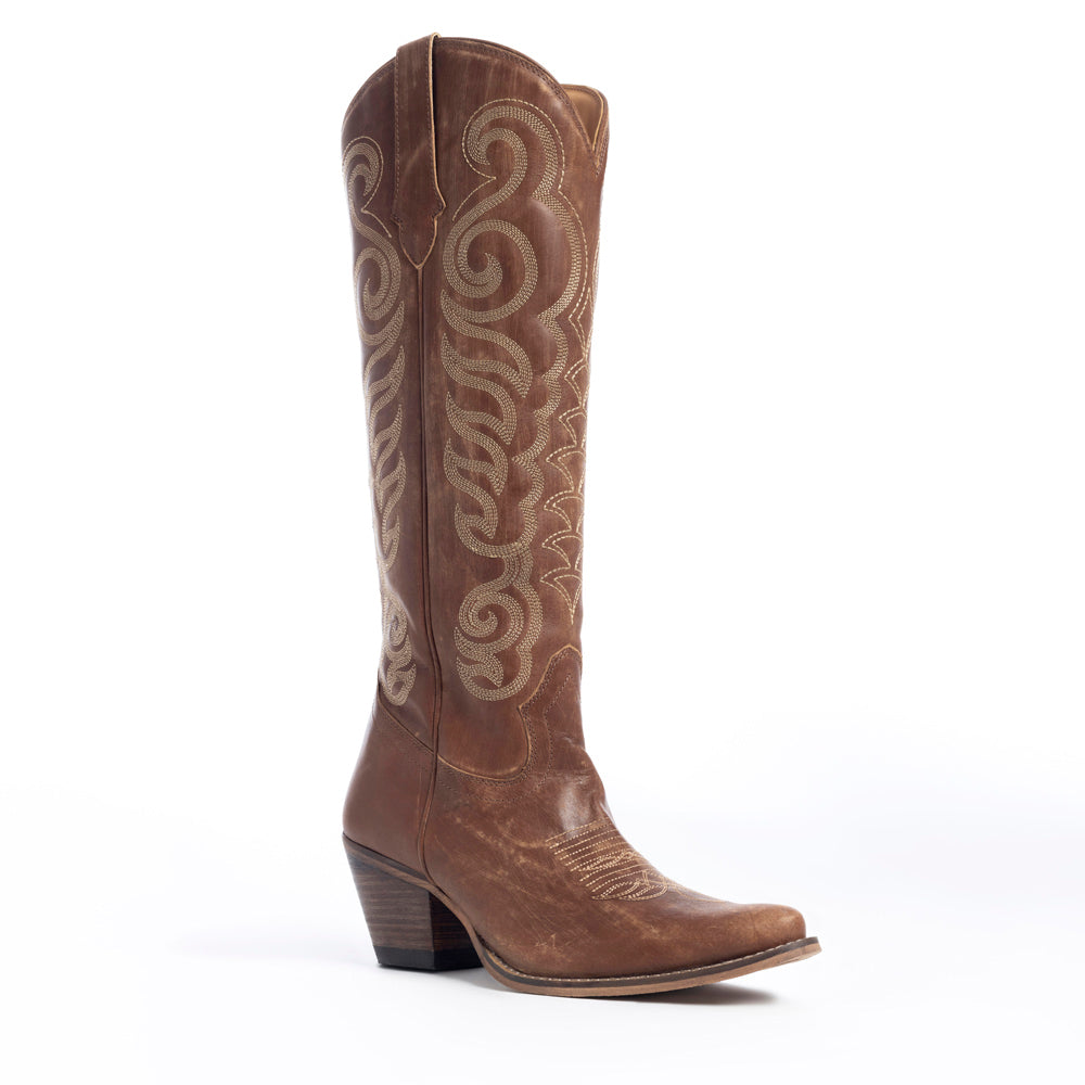 Myra Nalejandra Mocha Brown Leather Tall Western Boots