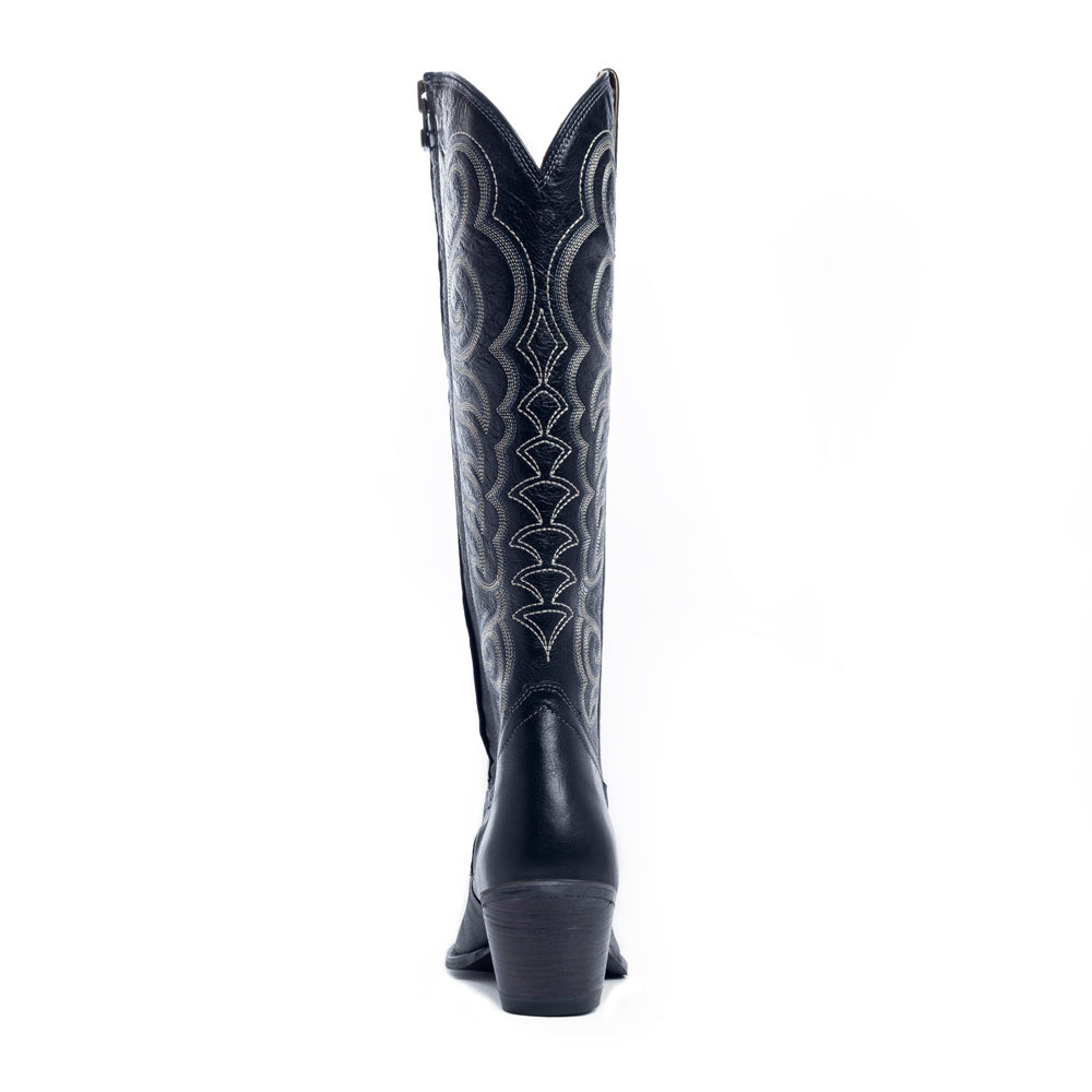 Myra Nalejandra Ebony Black Leather Tall Western Boots