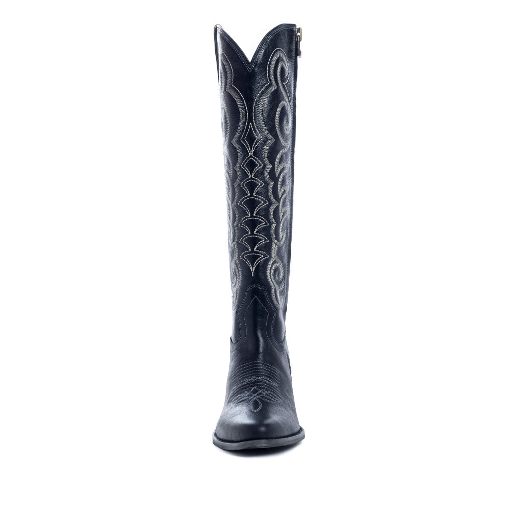 Myra Nalejandra Ebony Black Leather Tall Western Boots