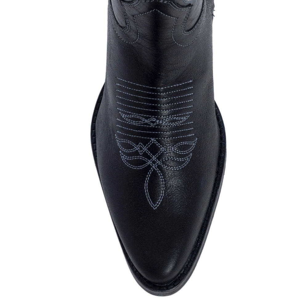 Myra Nalejandra Ebony Black Leather Tall Western Boots