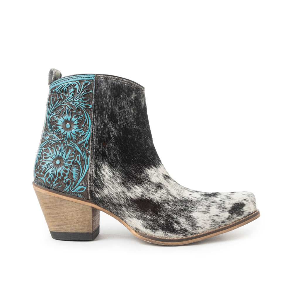 Myra Reyna Ridge Hairon Leather Booties | Teal Snip Toe