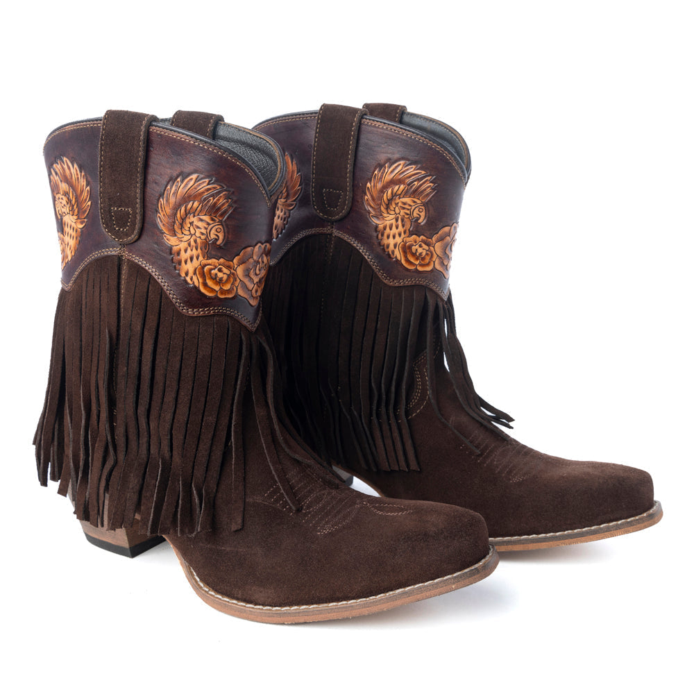 Phoenix Rising Fringe Western Booties | Myra Tawny Brown