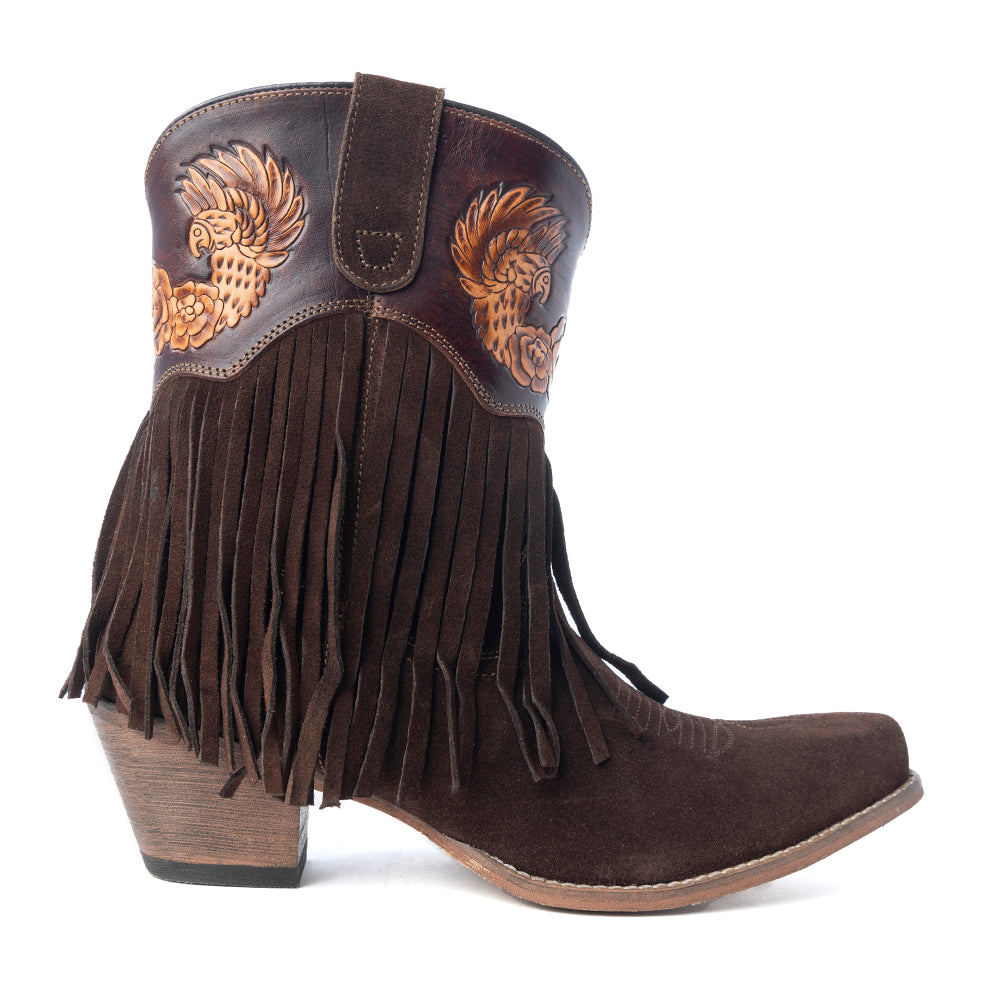 Phoenix Rising Fringe Western Booties | Myra Tawny Brown