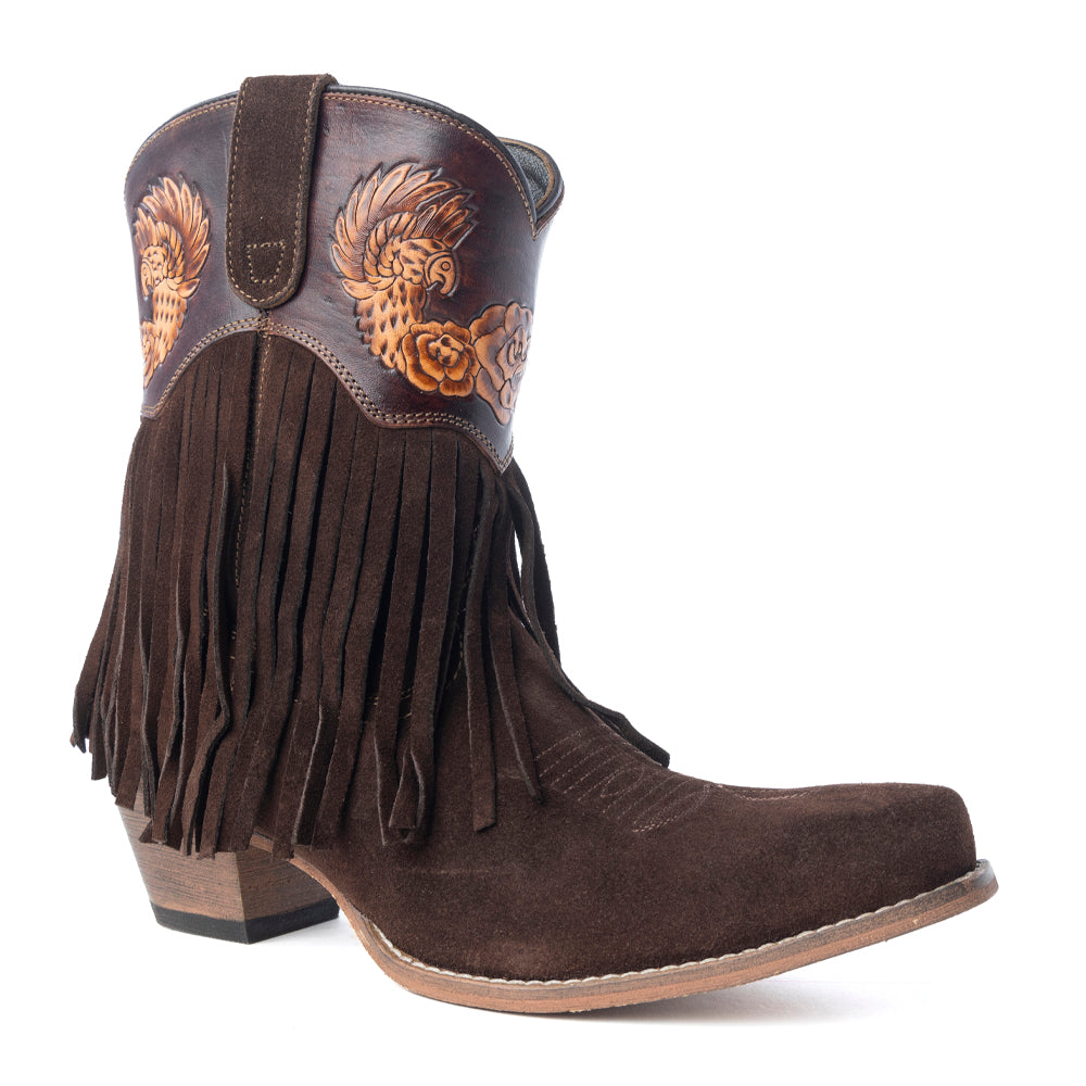 Phoenix Rising Fringe Western Booties | Myra Tawny Brown