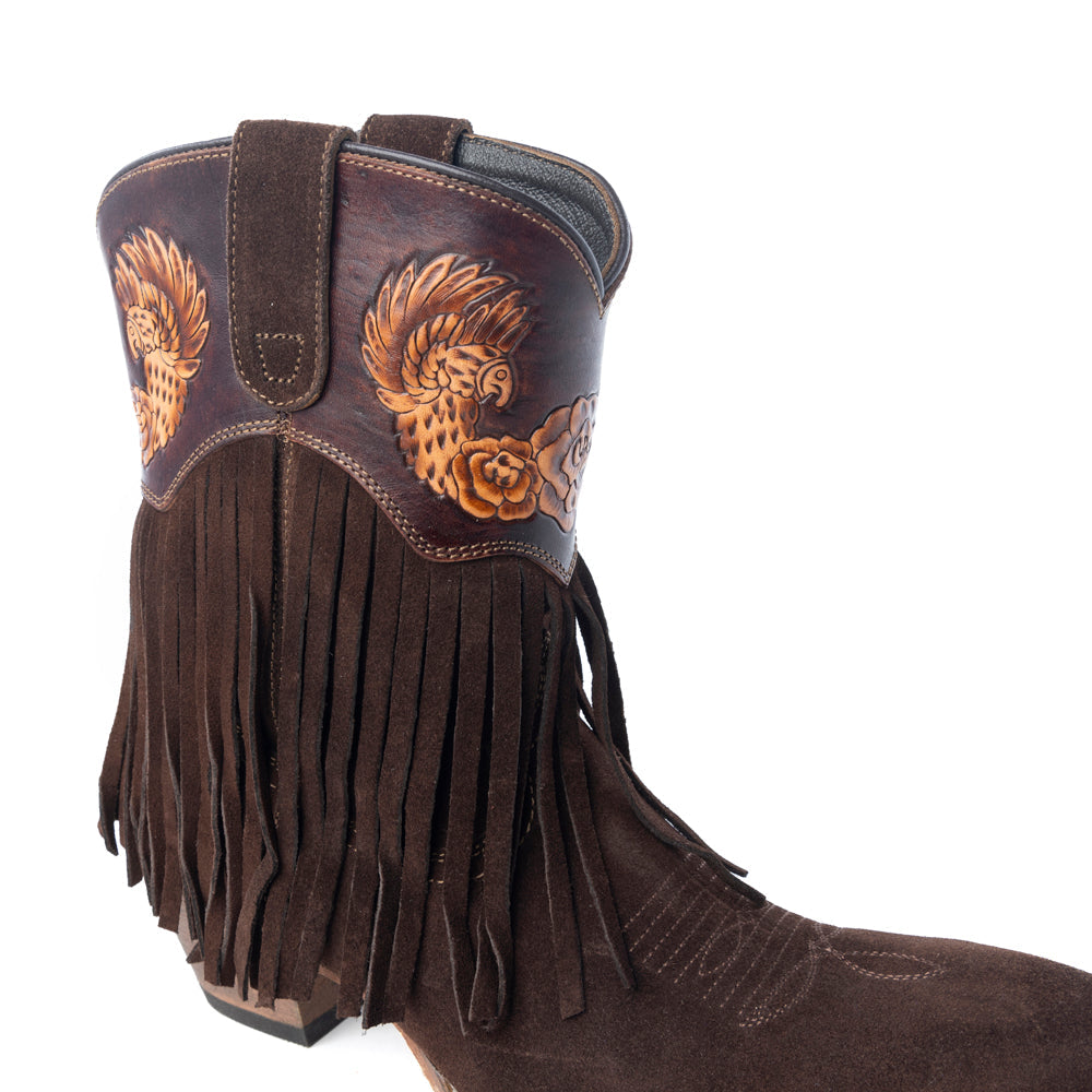 Phoenix Rising Fringe Western Booties | Myra Tawny Brown