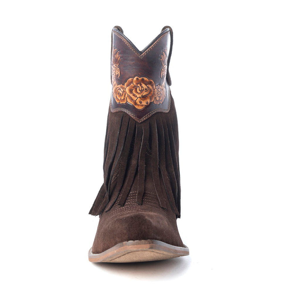 Phoenix Rising Fringe Western Booties | Myra Tawny Brown