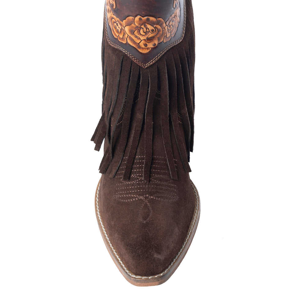 Phoenix Rising Fringe Western Booties | Myra Tawny Brown