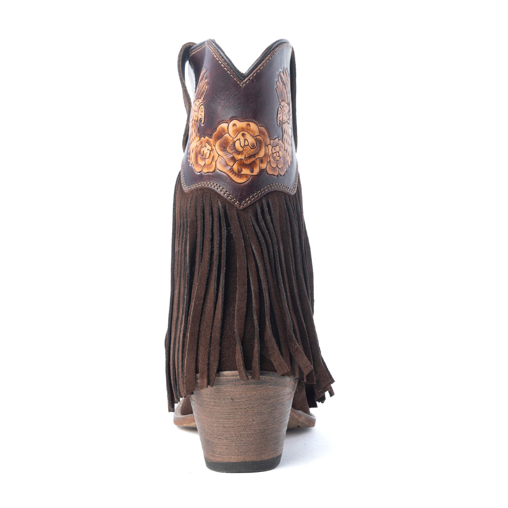 Phoenix Rising Fringe Western Booties | Myra Tawny Brown