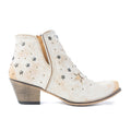 Myra Celestial Stardust Women's Western Booties – White Leather | Star Cutouts | Metallic Studs