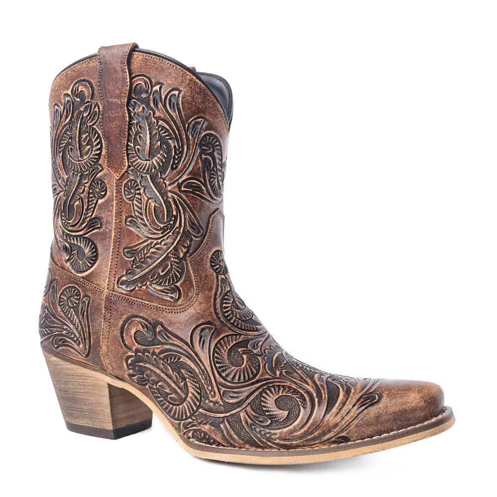 Myra Paisley Vintage Patina Western Booties - Tawny Brown