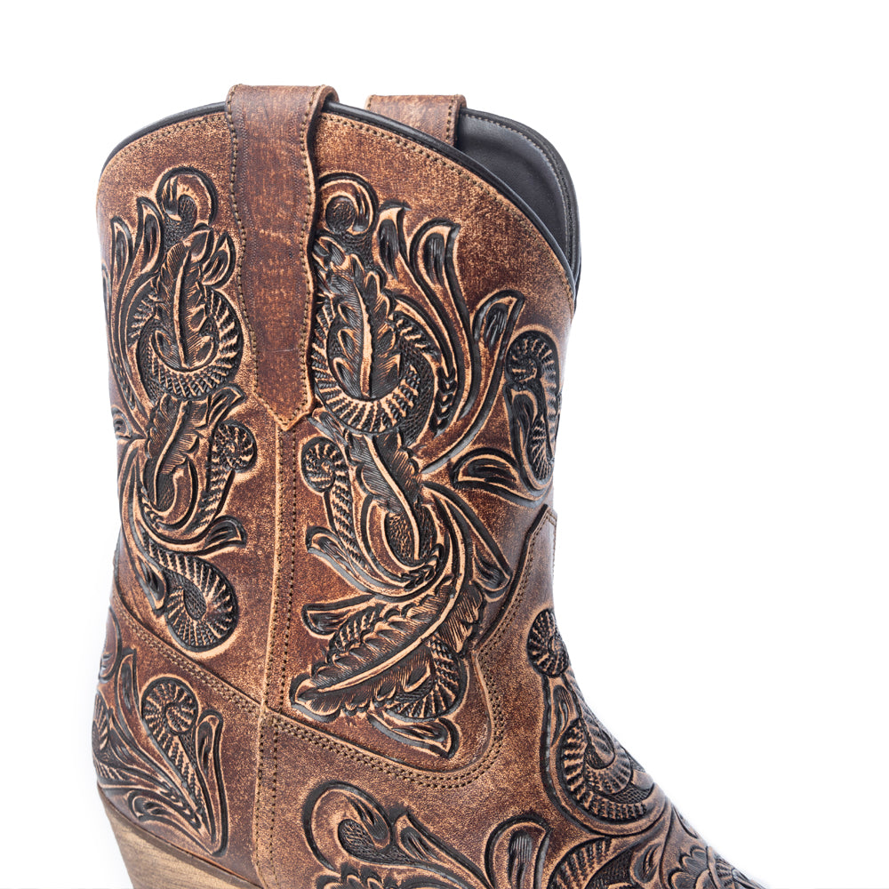 Myra Paisley Vintage Patina Western Booties - Tawny Brown