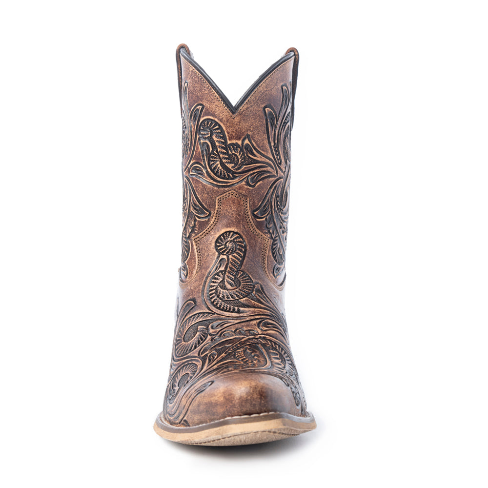 Myra Paisley Vintage Patina Western Booties - Tawny Brown