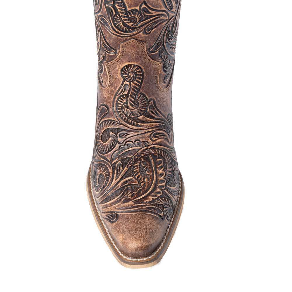 Myra Paisley Vintage Patina Western Booties - Tawny Brown