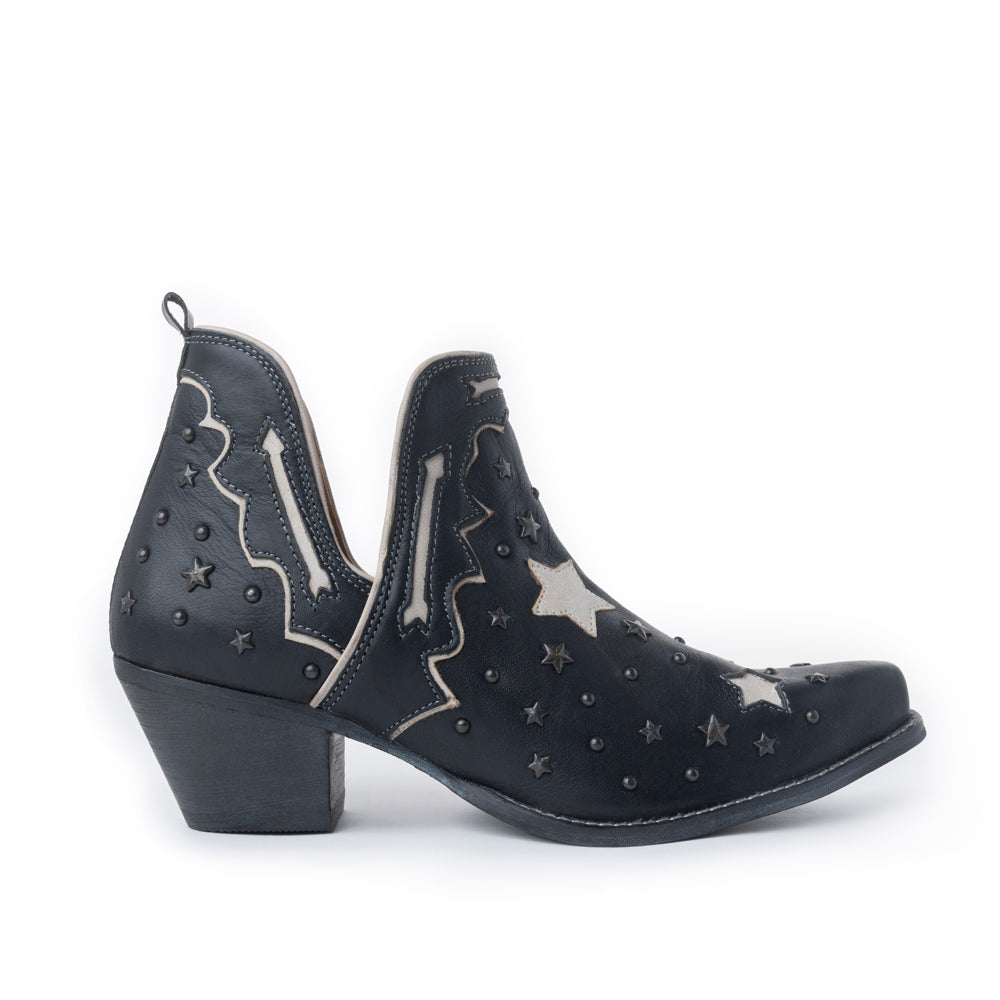 Myra Lone Star Sky Women's Split-Top Western Booties – Handstitched Leather | Stud Detail | Snip Toe