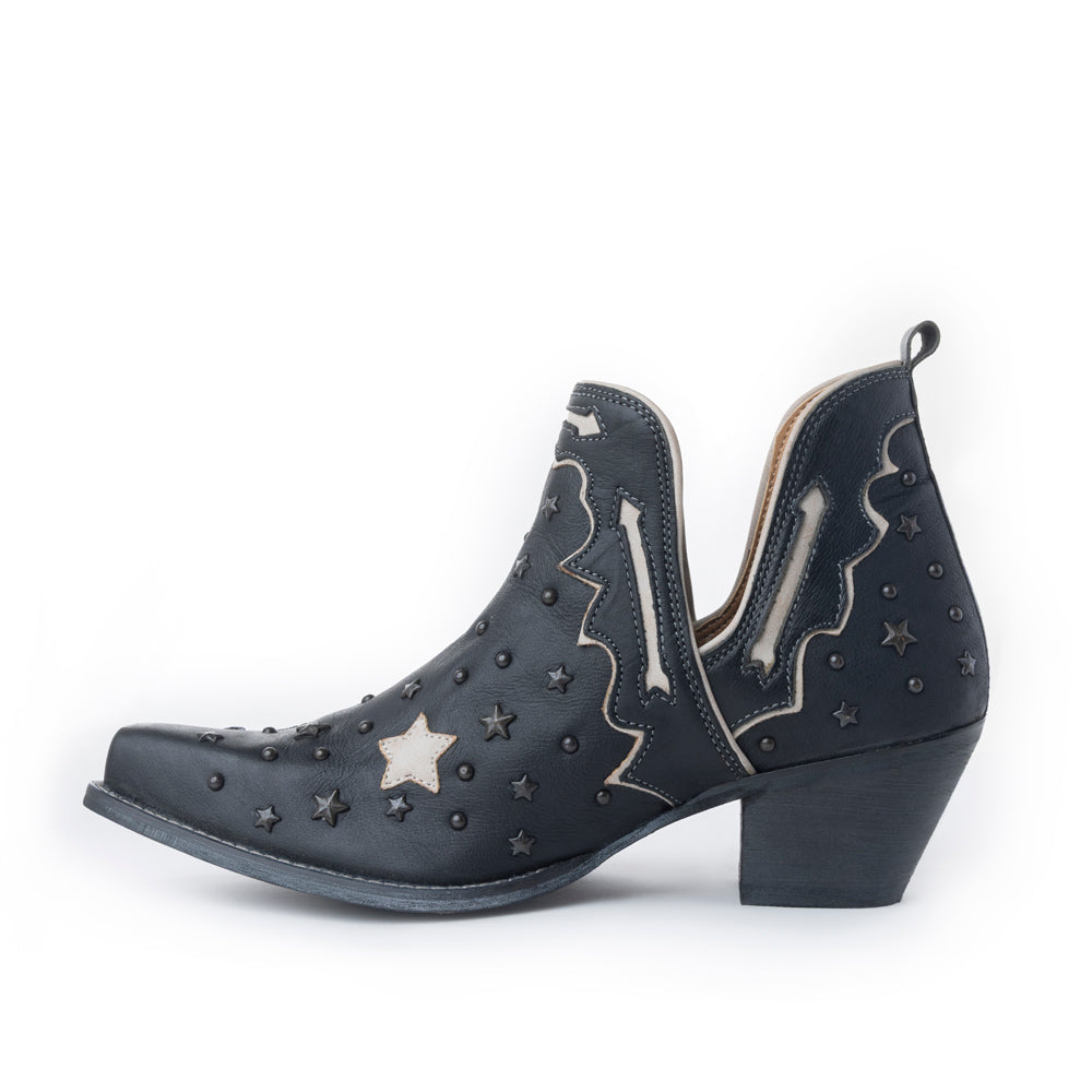 Myra Lone Star Sky Women's Split-Top Western Booties – Handstitched Leather | Stud Detail | Snip Toe