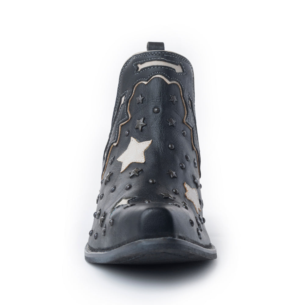 Myra Lone Star Sky Women's Split-Top Western Booties – Handstitched Leather | Stud Detail | Snip Toe