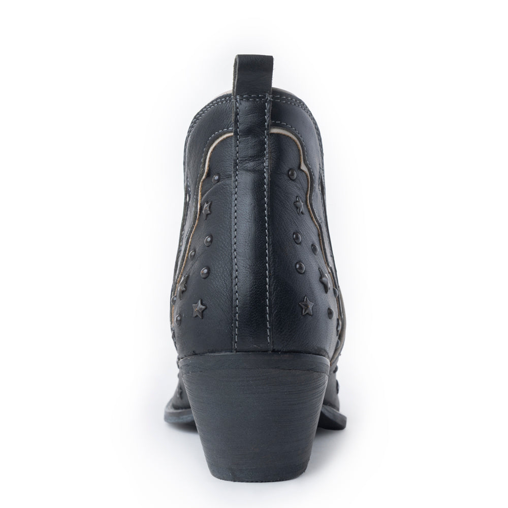 Myra Lone Star Sky Women's Split-Top Western Booties – Handstitched Leather | Stud Detail | Snip Toe