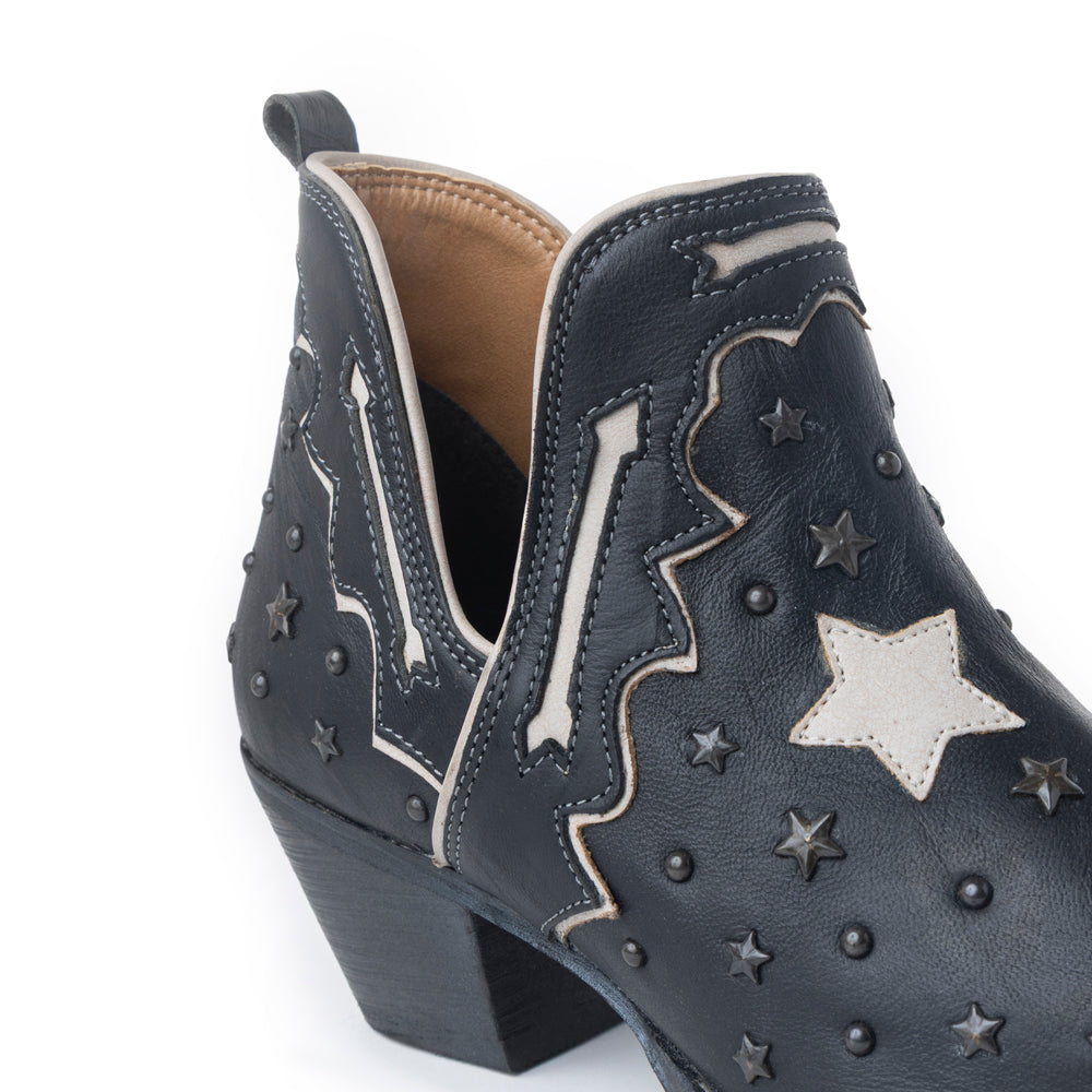Myra Lone Star Sky Women's Split-Top Western Booties – Handstitched Leather | Stud Detail | Snip Toe