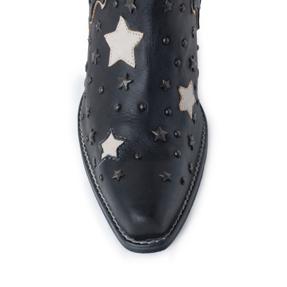 Myra Lone Star Sky Women's Split-Top Western Booties – Handstitched Leather | Stud Detail | Snip Toe