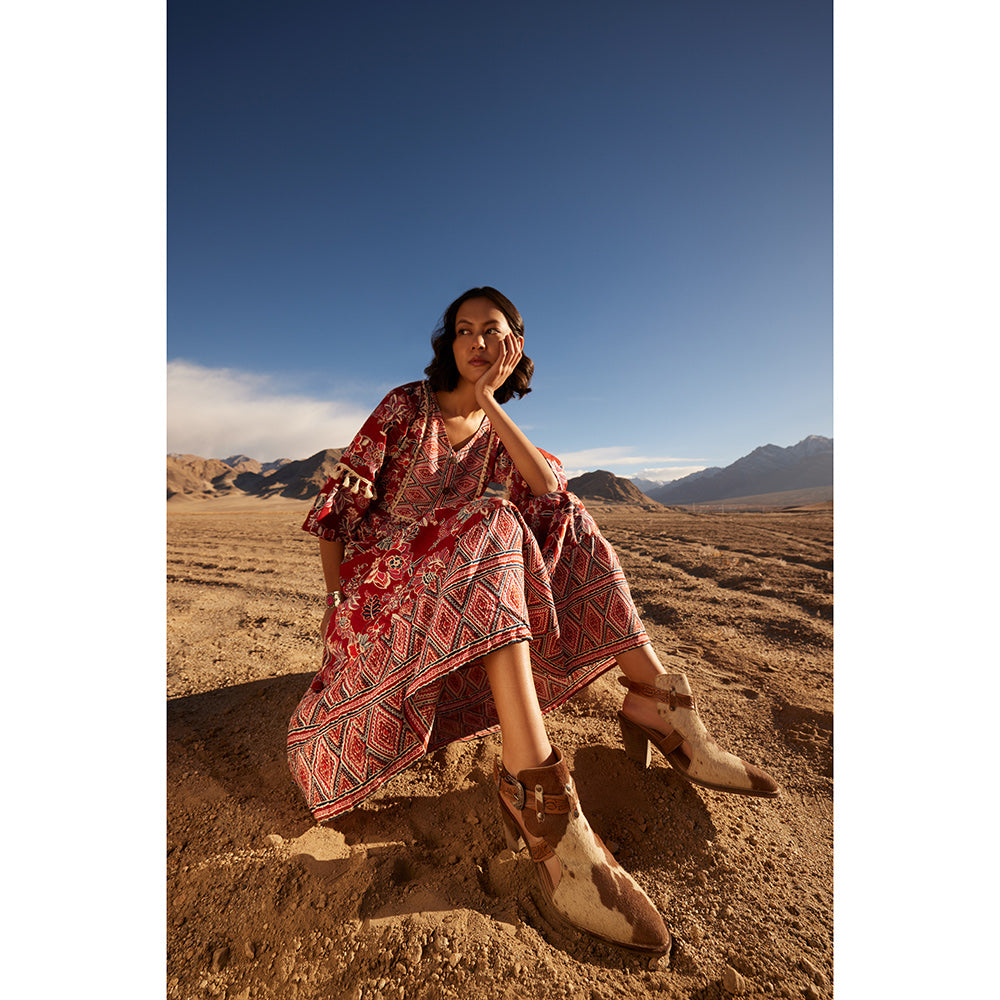 Myra Cora Jo Hairon Leather Western Heels | Buckle Accent