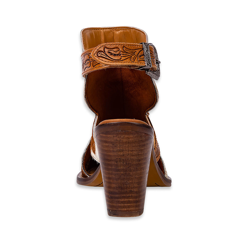Myra Cora Jo Hairon Leather Western Heels | Buckle Accent