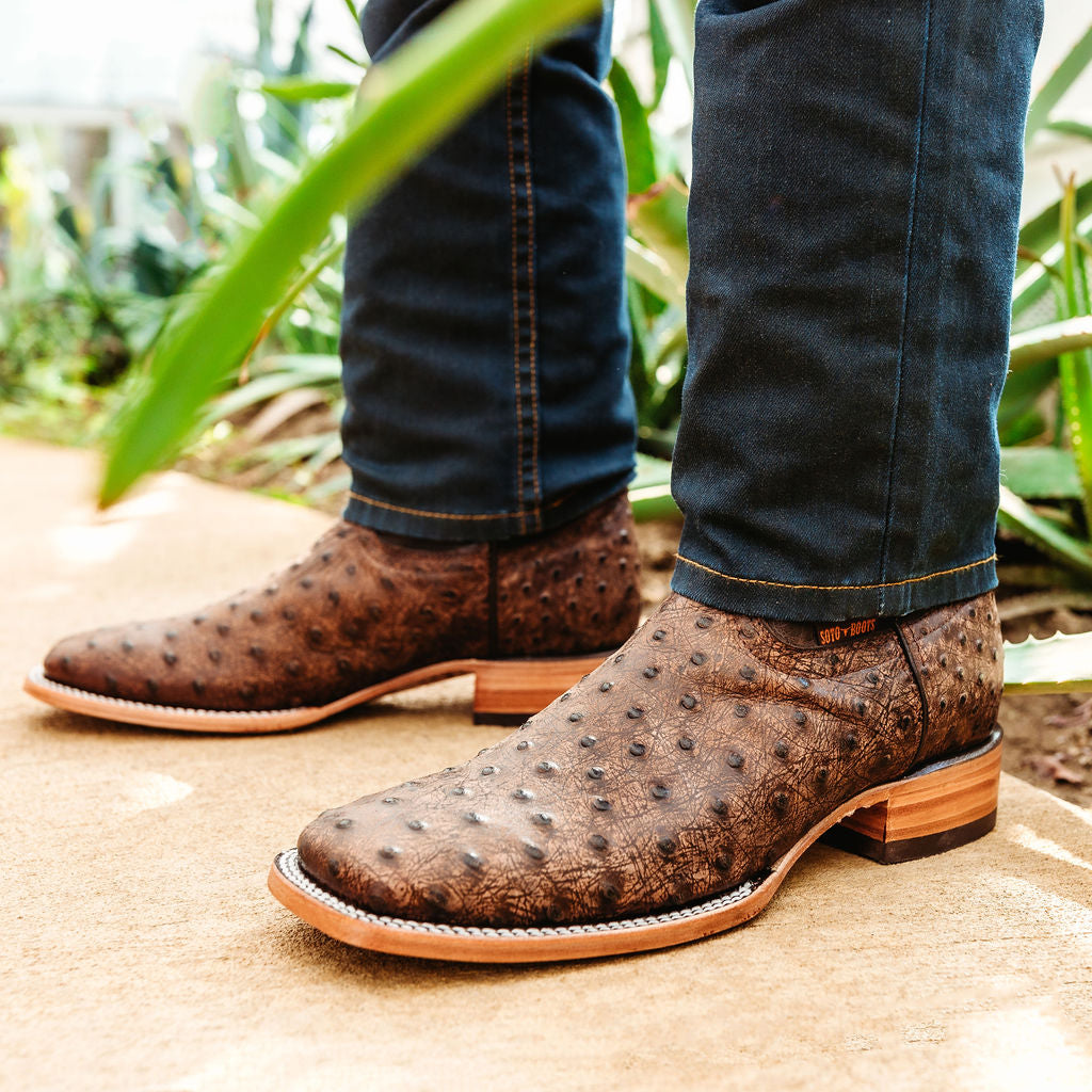 Soto Boots Mens Out of the Wild Ostrich Cowboy Boots