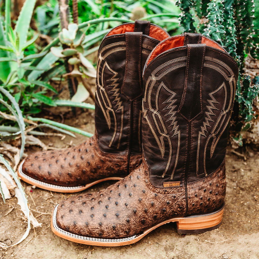 Soto Boots Mens Out of the Wild Ostrich Cowboy Boots