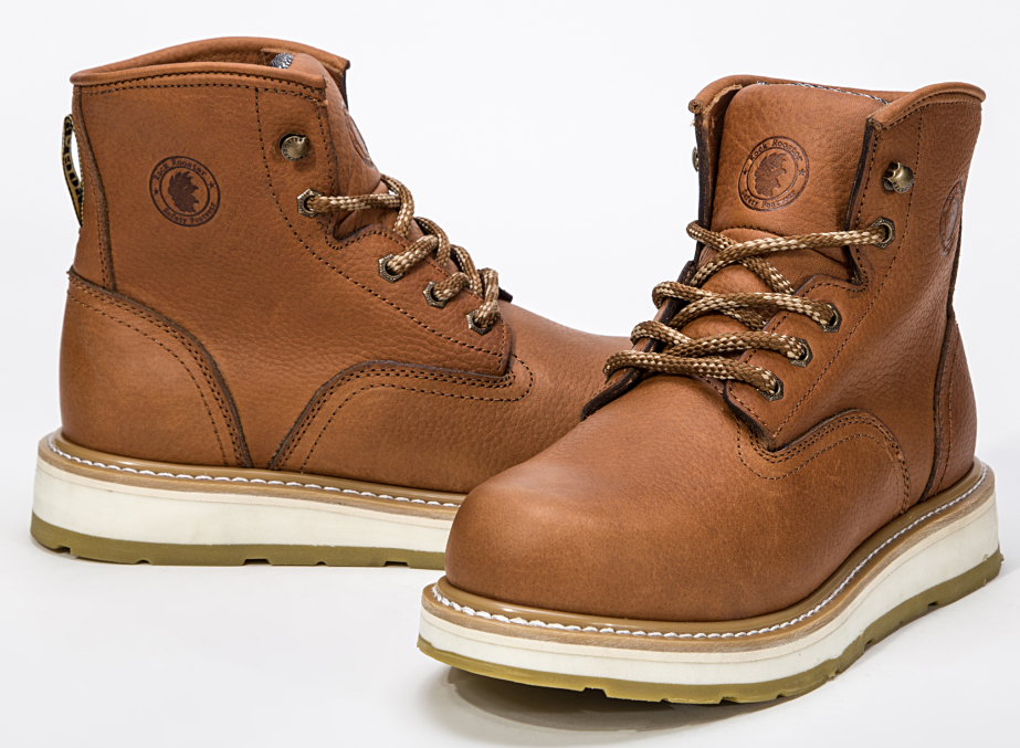 ROCKROOSTER Roberta Men's 6" Plain Toe Water Resistant Wedge Work Boot – Tan | AP615