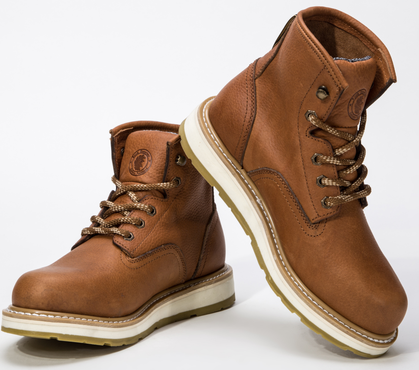 ROCKROOSTER Roberta Men's 6" Plain Toe Water Resistant Wedge Work Boot – Tan | AP615